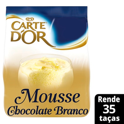 Mousse de Chocolate Branco Carte D'Or 400g - Pode ser usado como recheio de bolos, doces, pavês, tortas e muito mais. Adicione maracujá, limão, café, paçoca e pé-de-moleque para fazer sobremesas variadas.