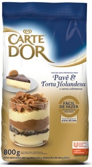 Pavê & Torta Holandesa Carte D'Or 800g - Nova linha Carte D'Or: a única que faz sobremesas com água ou leite.