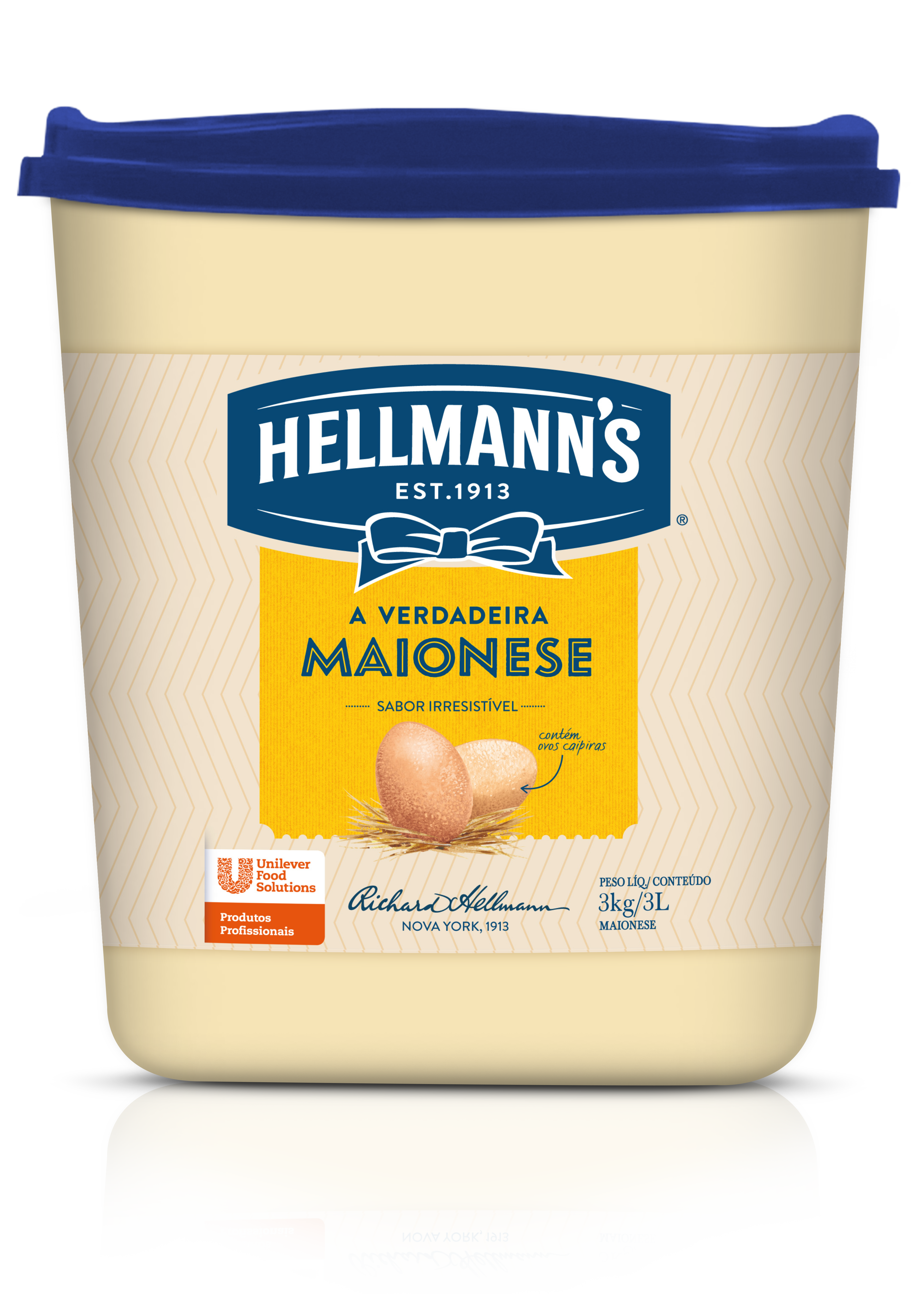 Maionese Hellmann's Balde 3 kg - Hellmann’s dá um sabor especial aos seus pratos e melhora a imagem do seu restaurante.