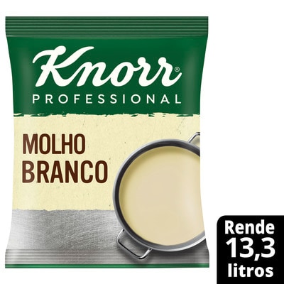 Molho Branco Bechamel Knorr Professional 1,1 kg - Utilize para preparar molhos como 4 queijos, alfredo, estrogonofe, espinafre e muitos outros. Adicione bacon, nozes, brócolis, limão e crie novas receitas.