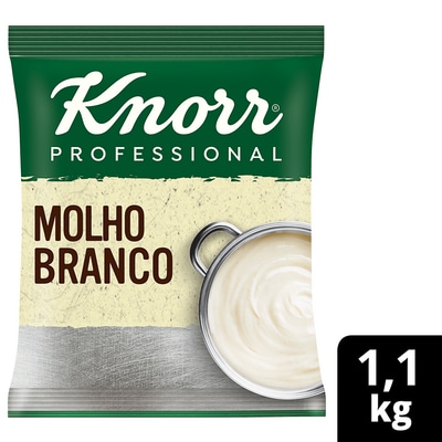 Molho Branco Bechamel Knorr Professional 1,1 kg - Utilize para preparar molhos como 4 queijos, alfredo, estrogonofe, espinafre e muitos outros. Adicione bacon, nozes, brócolis, limão e crie novas receitas.