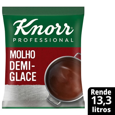 Molho Escuro Demi Glace Knorr Professional 1,1 kg - O Molho Escuro Demi-Glace é perfeito para receitas com carnes. Adicione durante o cozimento ou como molho na finalização.