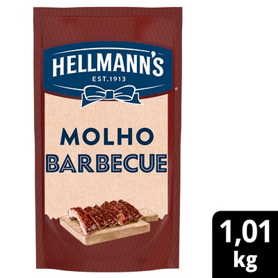 Molho Barbecue Hellmann's Doypack 1,01kg - Use o barbecue em aplicações quentes e frias. Fica perfeito em costelinha, hamburguer, batata frita, frango e muito mais!