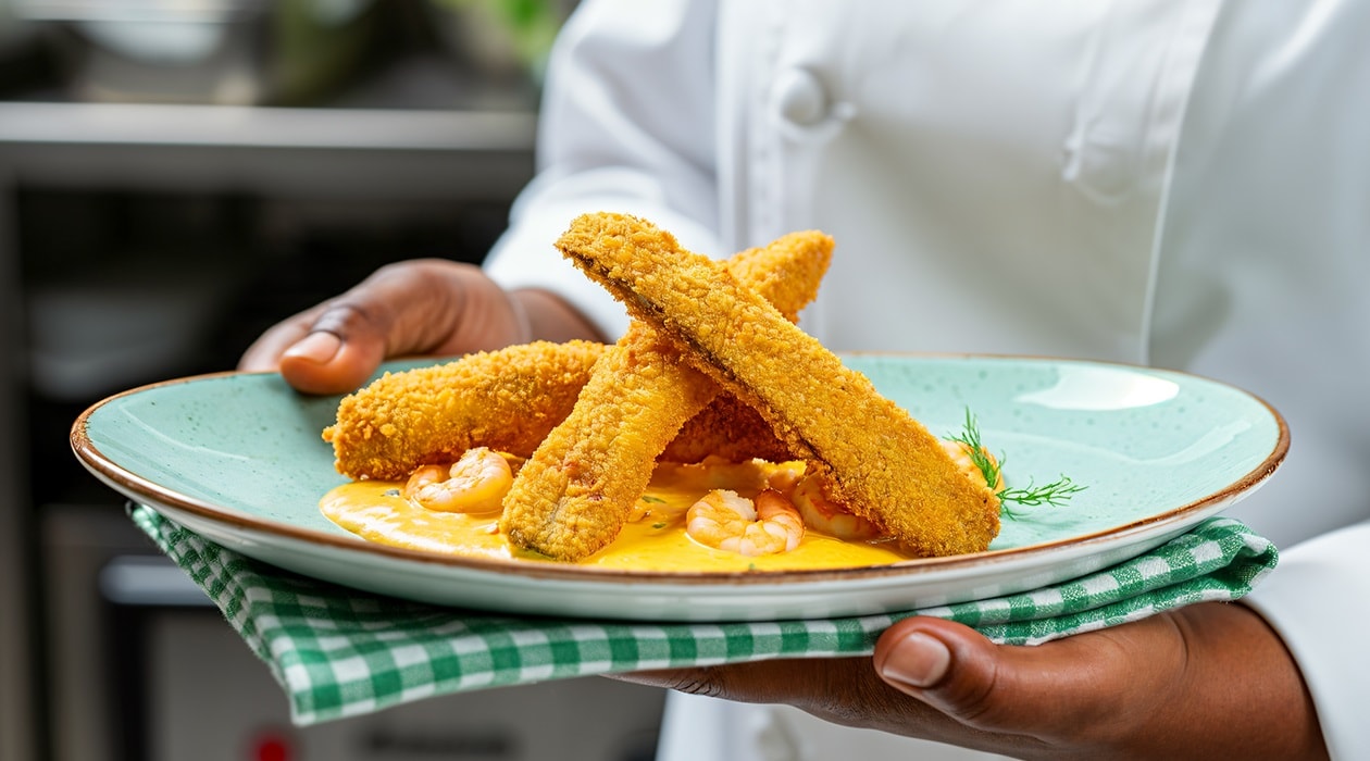 Costela de Tambaqui Frito : com Creme de Camarão e Milho Tostado – - Receita