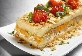 Terrine de arroz com minitomates e abobrinha