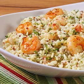 Risoto de Quinoa Vermelha com Camarões Risoto de Quinoa Vermelha com Camarões