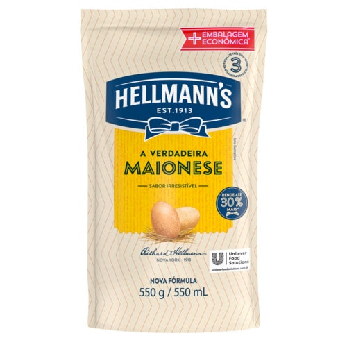 Maionese Hellmann's Doypack 550g - Com Hellmann’s sua salada de batata fica com ótima aparência, firme e muito saborosa!