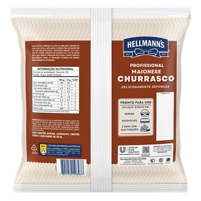 Hellmann’s Maionese Profissional Churrasco 6X1,6KG - Maionese Hellmann’s sabor Churrasco é deliciosamente defumado. Pronto para uso, entrega um resultado complexo de replicar na cozinha e que funciona em diversas preparações.