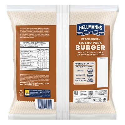 Hellmann’s Molho Profissional para Burger 6X1,6KG - Molho Hellmann’s para Burger é o segredo irresistível das grandes hamburguerias. Pronto para uso, entrega um resultado complexo de replicar na cozinha e que funciona em diversas preparações.