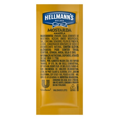 Molho de Mostarda Hellmann's Sachê 7g - Incremente seus hambúrgueres, wraps, batata frita e muito mais com o molho de mostarda Hellmann's .