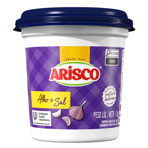 Tempero Alho e Sal Arisco 1 kg - Utilize os temperos Arisco para agregar e realçar o sabor das suas receitas.