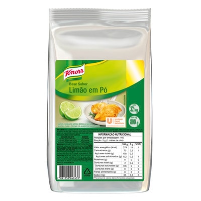 Base Sabor Limão em Pó Knorr Professional 800g - Utilize a base em pó sabor Limão para complementar o tempero em carnes e molhos, ou para fazer marinadas secas ou úmidas.