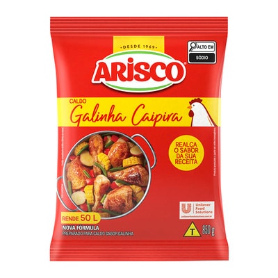 Caldo de Galinha Caipira Arisco 850 g - Use o caldo Galinha Arisco para preparar cremes, molhos, sopas, risotos, polentas e muito mais!