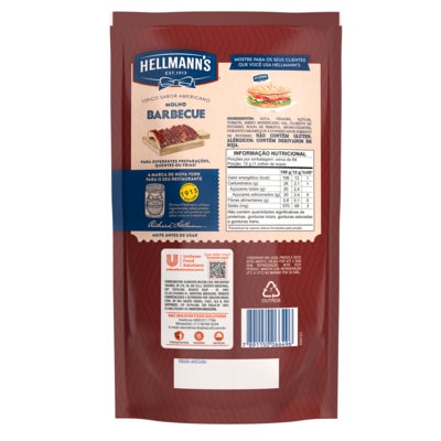 Molho Barbecue Hellmann's Doypack 1,01kg - Use o barbecue em aplicações quentes e frias. Fica perfeito em costelinha, hamburguer, batata frita, frango e muito mais!