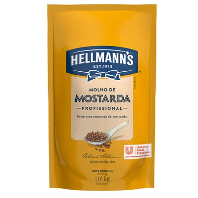 Mostarda Hellmann's Doypack 1,01 kg - Experimente o sabor e versatilidade da Mostarda Hellmmann's em molhos, pratos quentes, sanduíches, temperos e muito mais!