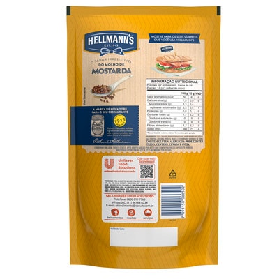 Mostarda Hellmann's Doypack 1,01 kg - Experimente o sabor e versatilidade da Mostarda Hellmmann's em molhos, pratos quentes, sanduíches, temperos e muito mais!