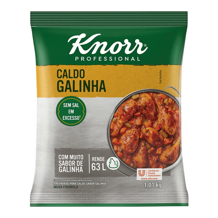 Caldo de Galinha Knorr 1,01 kg - Novo Caldo Knorr: com mais sabor de galinha e sem sal em excesso.