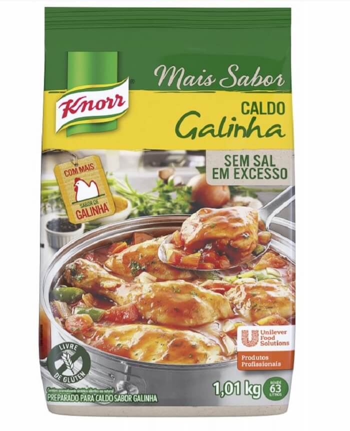 Caldo de Galinha Knorr 1,01 kg - Novo Caldo Knorr: com mais sabor de galinha e sem sal em excesso.