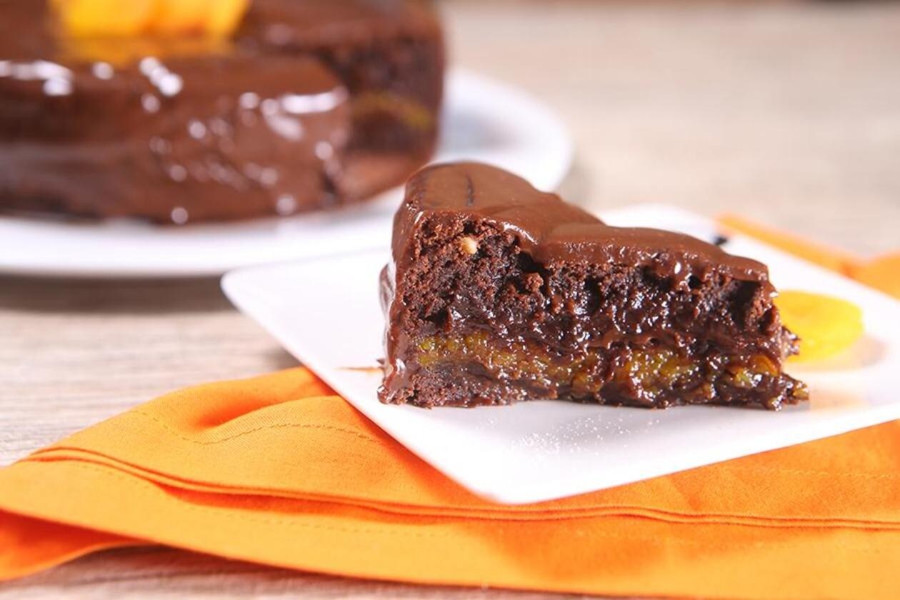 Torta de chocolate e damasco Torta de chocolate e damasco